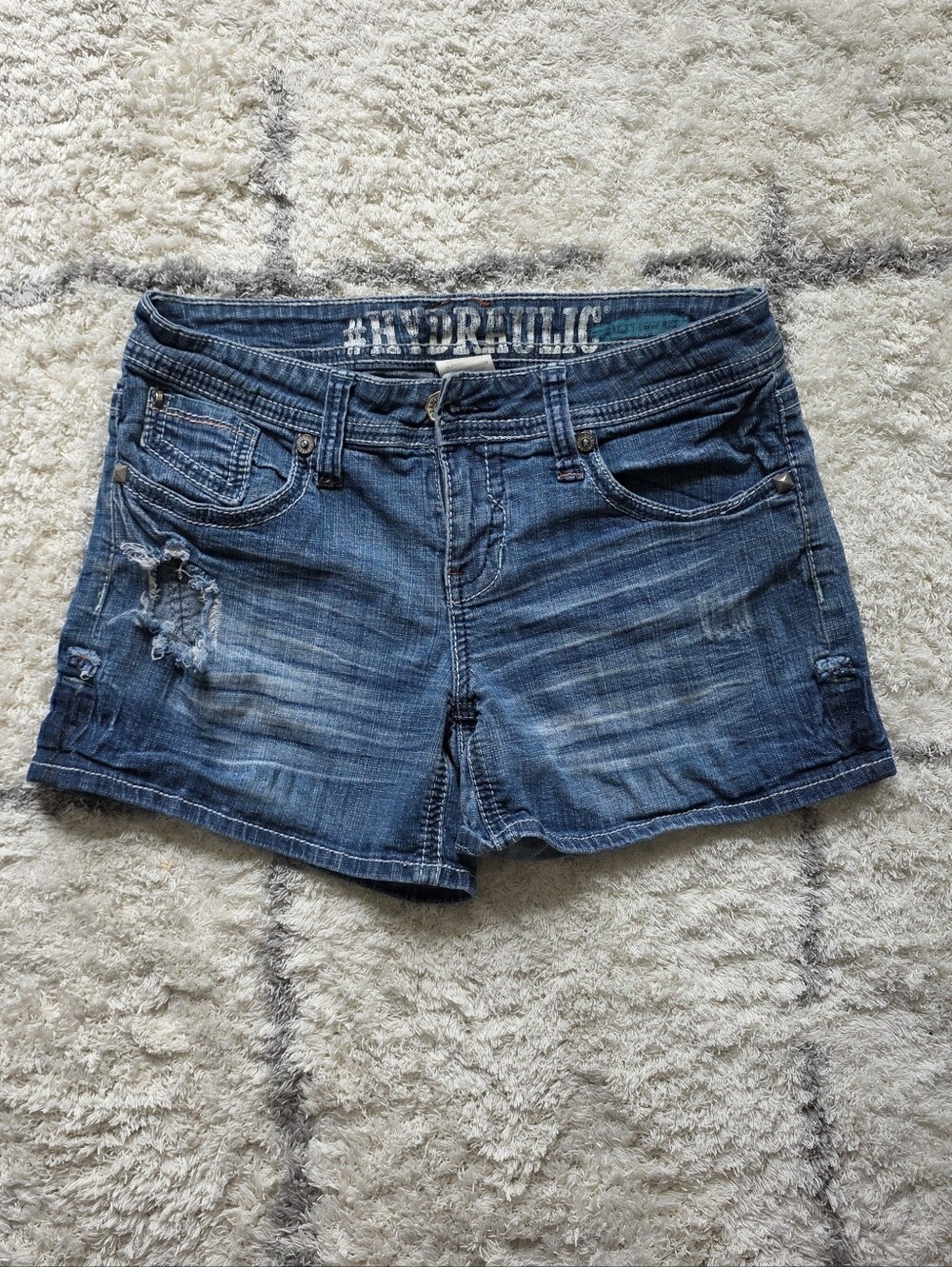 Hydraulic Women's Distressed Denim Shorts - Blue